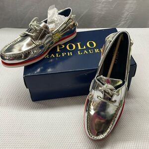 NIB NWT Polo Ralph Lauren Merton Silver Boat Shoes Size 8